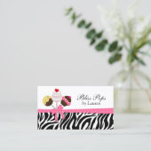 Carte De Visite Le gâteau saute la boulangerie de ruban de rayures (Debout devant)