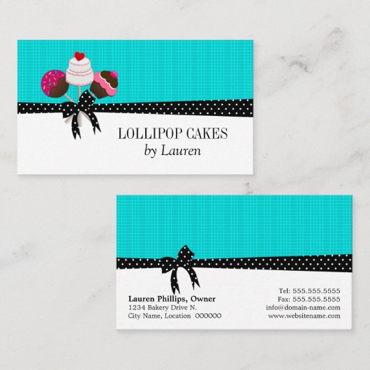 Carte De Visite Le gâteau saute la turquoise (Devant / Derrière)