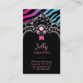 Carte De Visite Le gâteau saute le rétro bleu de rose de zèbre de (Dos)