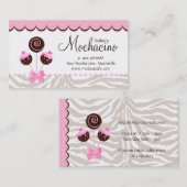 Carte De Visite Le gâteau saute le zèbre de brun de rose de (Devant / Derrière)