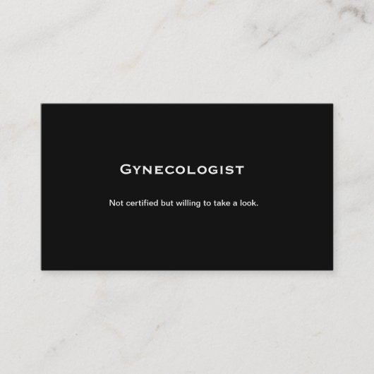 Carte De Visite Le gynécologue, activité pour briser la glace, (Devant)