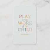 Carte De Visite Le jeu est l'oeuvre de l'enfant Maria Montessori (Devant)