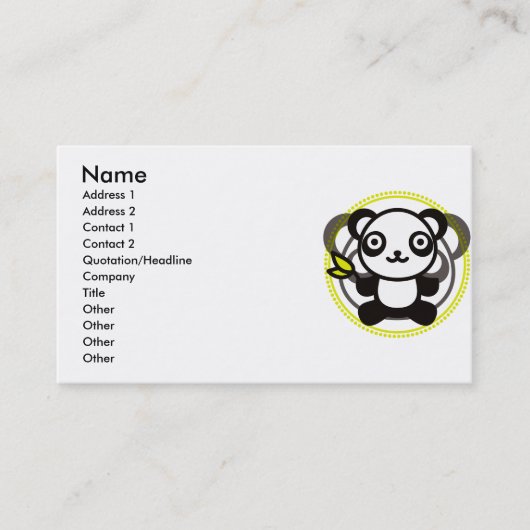 Carte De Visite Le jouet bourré du panda (Devant)