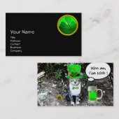 CARTE DE VISITE LE JOUR DE SAINT PATRICK CAT WITH GREEN IRISH (Devant / Derrière)