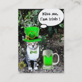 CARTE DE VISITE LE JOUR DE SAINT PATRICK CAT WITH GREEN IRISH (Dos)