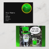 CARTE DE VISITE LE JOUR DE SAINT PATRICK CAT WITH GREEN IRISH (Devant / Derrière)