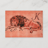 Carte De Visite LE LION DU CAP MENANT VERS LE BAS MONOGRAM, Rouge, (Dos)