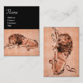 Carte De Visite LE LION DU CAP MENANT VERS LE BAS MONOGRAMME, Rose (Devant / Derrière)