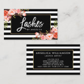 Carte De Visite Le manuscrit de brosse fouette rayé floral de (Devant / Derrière)