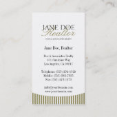 Carte De Visite Le manuscrit résidentiel d'or d'agent immobilier (Dos)