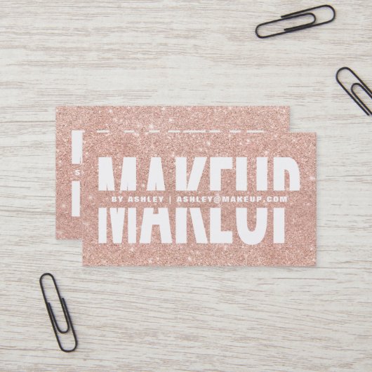 Carte De Visite Le maquilleur a coupé les parties scintillantes (Devant/Arrière en situation)