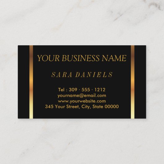 Carte De Visite Le maquilleur avec des confettis d'or et (Dos)