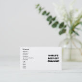 Carte De Visite Le Meilleur-est cadeaux noirs ou blancs de Grammie (Debout devant)