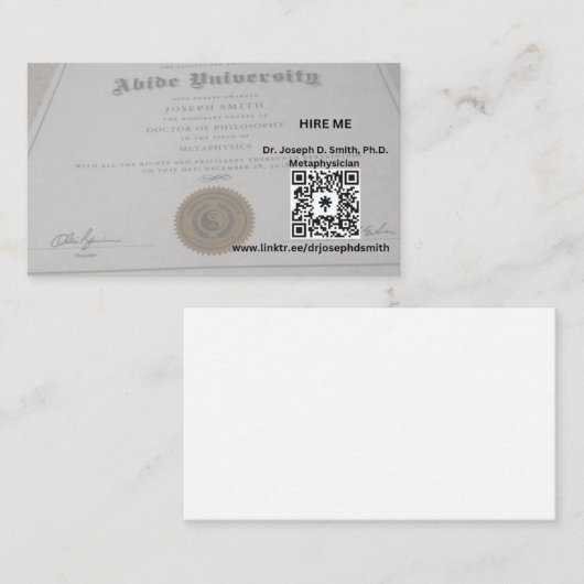 Carte De Visite Le métaphysicien Dudéiste (Devant / Derrière)