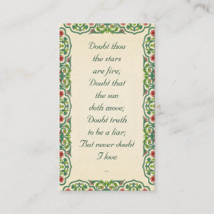 Carte De Visite Le mille de doute les étoiles sont le feu ; Doutez