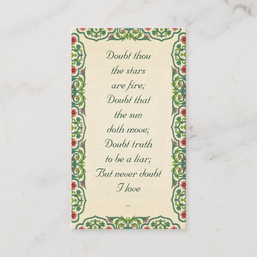 Carte De Visite Le mille de doute les étoiles sont le feu ; Doutez (Devant)