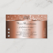 Carte De Visite Le monograme de Luxury Rose Gold Glitter Stars Dia (Dos)
