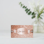Carte De Visite Le monograme de Luxury Rose Gold Glitter Stars Dia (Debout devant)