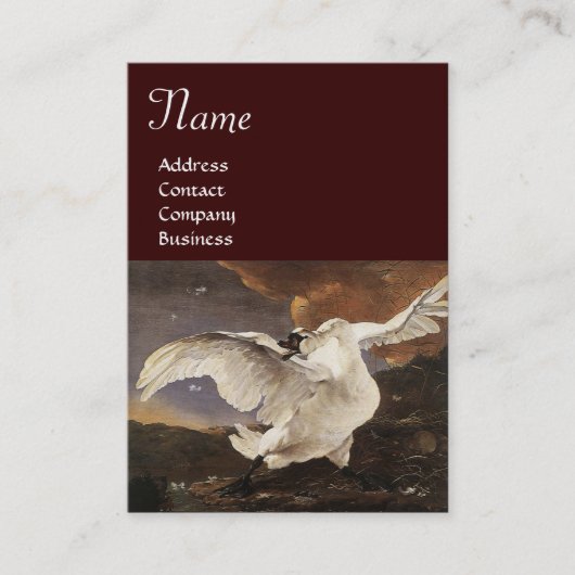 Carte De Visite Le Monogramme de cygne menacé, Papier perle Brown (Devant)