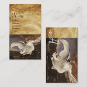 Carte De Visite Le Monogramme de cygne menacé, Papier perle violet (Devant / Derrière)