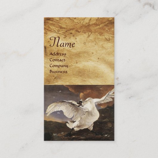 Carte De Visite Le Monogramme de cygne menacé, Papier perle violet (Devant)