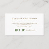 Carte De Visite Le monogramme laisse des médias de Social de | (Dos)