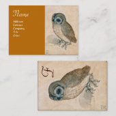 Carte De Visite LE MONogramme OWL, jaune antique (Devant / Derrière)