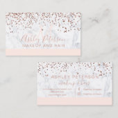 Carte De Visite Le monogramme rose de confettis d'or de marbre de (Devant / Derrière)