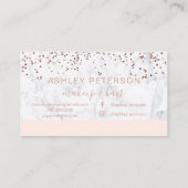 Carte De Visite Le monogramme rose de confettis d'or de marbre de (Dos)