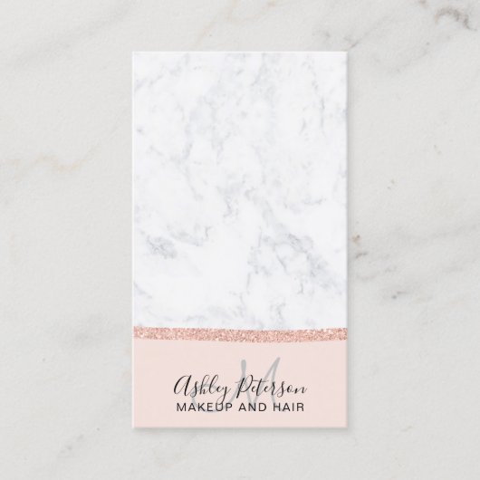 Carte De Visite Le monogramme rose de parties scintillantes d'or (Devant)