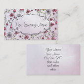 Carte De Visite Le motif élégant fleurit le rose/rose (Devant / Derrière)