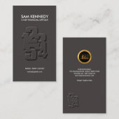 Carte De Visite Le noir simple gravent le fonctionnaire des (Devant / Derrière)