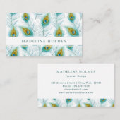 Carte De Visite Le paon fait varier le pas de moderne bleu (Devant / Derrière)