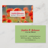 Carte De Visite Le pavot rouge de pavots fleurit le ciel bleu (Devant / Derrière)