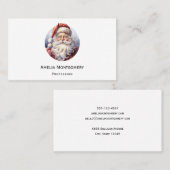 Carte De Visite Le Père Noël rétro dans un Noël Casquette rouge (Devant / Derrière)