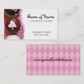 Carte De Visite le petit gâteau rose de coeur arrose des biscuits (Devant / Derrière)