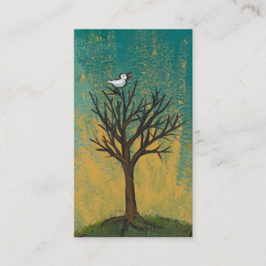 Carte De Visite Le petit oiseau chante la peinture assez originale (Devant)