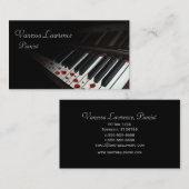 Carte De Visite Le piano verrouille élégant noir (Devant / Derrière)