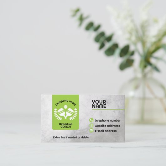 Carte De Visite Le pickleball vert et gris (Debout devant)