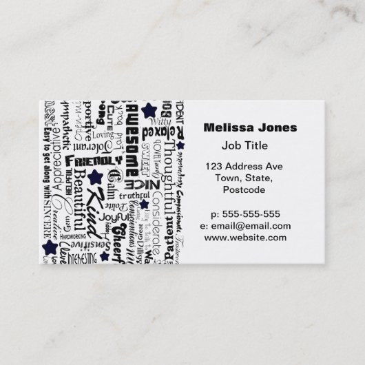 Carte De Visite Le positif exprime la typographie (Devant)