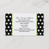 Carte De Visite Le professeur Apple vert noircissent avec le pois (Dos)