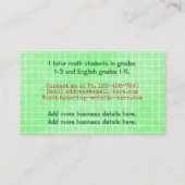 Carte De Visite Le professeur ou le tuteur privé apprennent le (Dos)