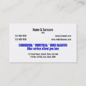 Carte De Visite Le professionnel de service de nettoyage (Dos)