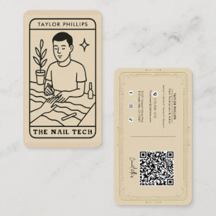 Carte De Visite Le QR masculin mystique de la technologie des ongl