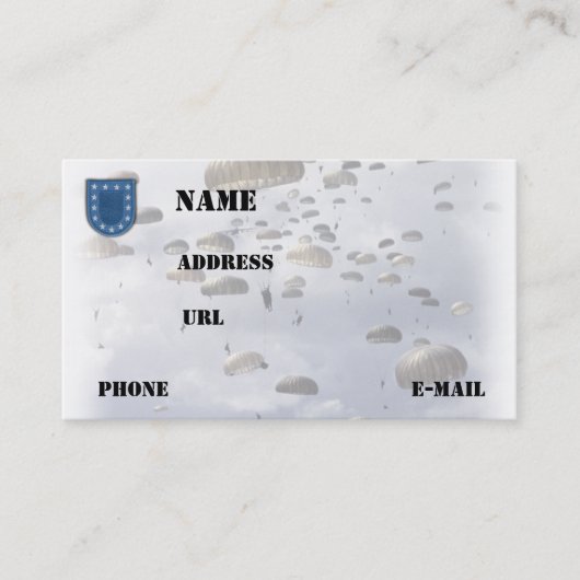 Carte De Visite le recruteur de vétérans d'unités de l'armée (Devant)