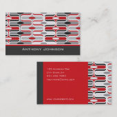 Carte De Visite Le rétro art déco de mod zigzaguent noir rouge de (Devant / Derrière)