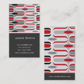 Carte De Visite Le rétro art déco de mod zigzaguent noir rouge de (Devant / Derrière)