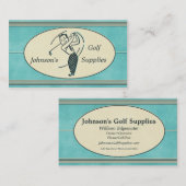Carte De Visite Le rétro golf fournit le bleu (Devant / Derrière)