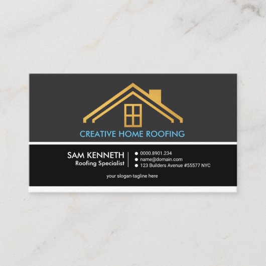 Carte De Visite Le rétro gris ombrage le Roofer de maison d'or de (Devant)