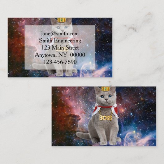 Carte De Visite Le roi chat dans l'espace (Devant / Derrière)